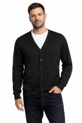                                            Férfi pamut gombos kardigán - Fekete 